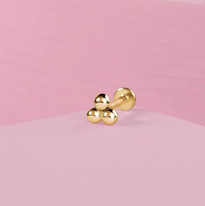 20G/18G/16G Titanium Flat Back Earrings, Threadless Nose Stud Tiny Stud Earrings, Cartilage Tragus Piercing Jewelry Conch Helix Stud - color: Dot (gold 3pcs), size: 16ga(1.2mm)