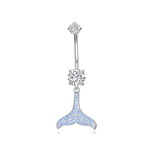 Belly Button Rings 925 Sterling Silver Belly Piercing Jewelry Hypoallergenic Navel Rings Gifts for Women - style: Mermaid Tail