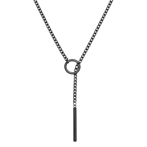 Lariat Y Necklaces Wrap Choker Necklace for Women - Stainless Steel Slip Chain Gothic Black Choker Necklace, Punk Rock Collar Jewelry Gothic Accessories Halloween Wedding Goth Gifts for Women