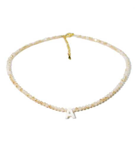 Tanyoyo Initial Necklaces for Women - Trendy Beaded Choker Necklace for Women, Handmade Letter Choker Necklace Jewelry for Women - style: A#