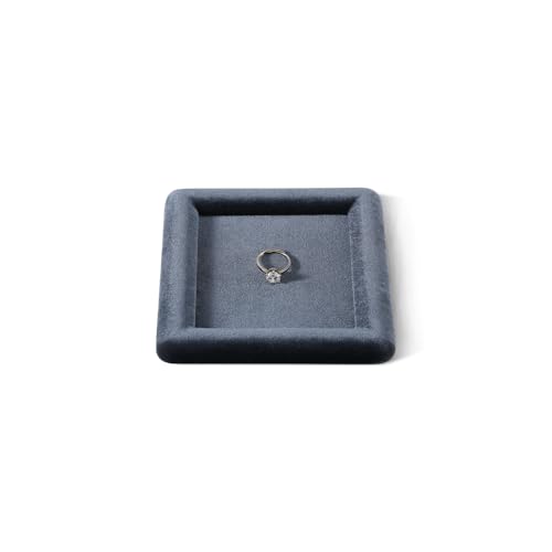 Velvet Jewelry Display Tray for Ring Earrings Necklace Bracelet Flat Tray - color: Gray, size: 5.12 × 5.12 in