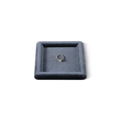 Velvet Jewelry Display Tray for Ring Earrings Necklace Bracelet Flat Tray - color: Gray, size: 5.12 × 5.12 in