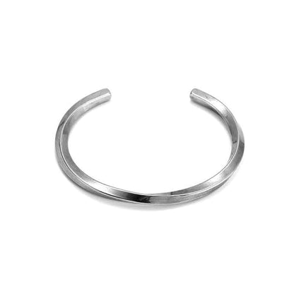 Stainless Steel Glossy Geometric Twist Open Bracelet for Men Women Fashion Casual Holiday Party Jewelry - color: silvery