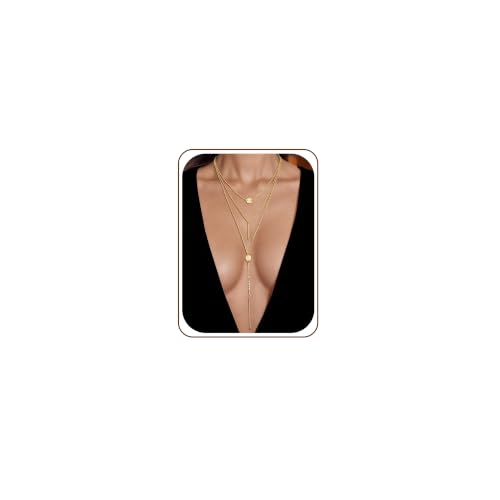 4PCS Layered Gold Cross Necklaces for Women Trendy, Bohemian Bead Pearl Y Long Pendant Necklace Set, Vintage Rosary Necklace Stack Adjustable Length - color: Gold-Y shaped