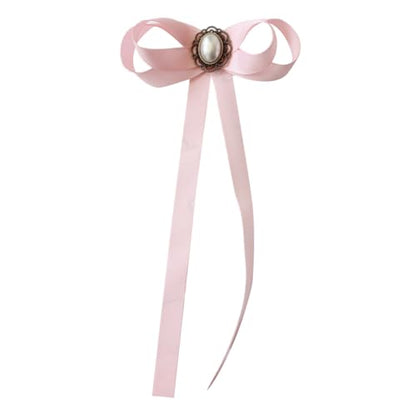 FASELE JKQBUX Women's Brooch Pin pearl Jk preppy style Pre Neck Tie Wedding Party Bow for Women Student Bow Tie accessory - color: Pink