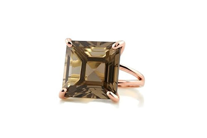 Smoky Quartz 14k Gold Ring - Signature Handmade Stone Rings For Women - Statement Ring, Natural Gemstone Jewelry, Ring for Women - Custom Size and Engraving- with Box