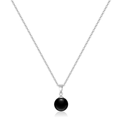 Natural Jade Necklace for Women Sterling Silver Adjustable Handmade Green Jade Pendant Necklaces Healing Crystal Necklace Good Luck Gift for Her - style: Black Obsidian Necklace
