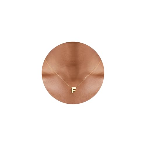 Gold Initial Necklace for Women - Dainty Letter Pendant Necklaces, Adjustable 18+3 Inch Chain, Personalized Gift Trendy Jewelry for Mom, Daughter, Wife (Choose Letter A-Z) - color: F