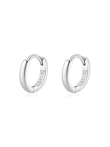 Mini Tiny Huggie Hoop Earrings Top Upper Ear Cartilage Forward Helix Cuff Plain Simple 925 Sterling Silver Gold 9mm 8mm 7mm 6mm 5mm Hoop Earrings - color: Silver-7mm
