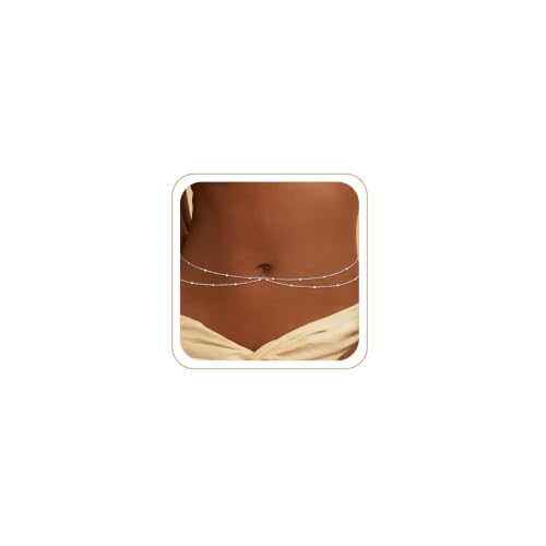 CHESKY Silver Plated Waist Chain Body Chain Jewelry, Belly Chain for Women - style: 1