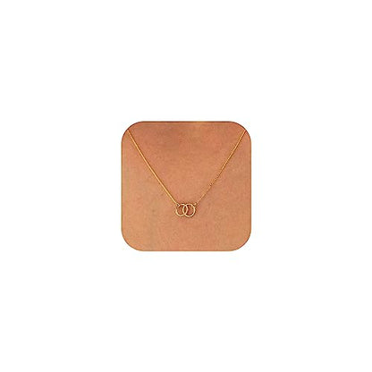 HANLI 14K Gold Plated Necklaces for Women - Dainty Butterfly, Star of David, Moon and Star, Sun, Lotus, Infinity, Hummingbird, Bee,Boots,Chill,Sunflower Pendant Designs - Elegant Jewelry for Women - color: Double Rope Circle