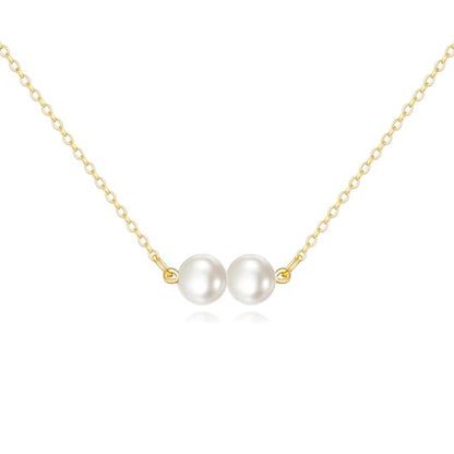 KECHO 14K Real Gold Beads Pendant Necklace Solid Yellow Gold Jewelry Anniversary Birthday Gifts for Women - color: White Pearl 2