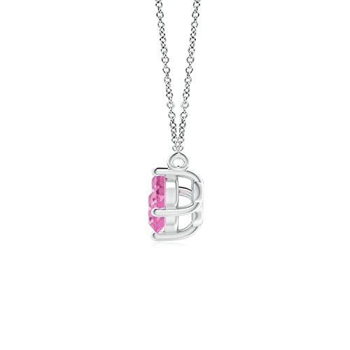 Angara Natural Pink Sapphire Pendant for Women | Classic Trio Round Pink Sapphire Necklace in 14K Solid Gold/Platinum With 18" Chain | Birthday, Anniversary, Gemstone Jewelry Gift