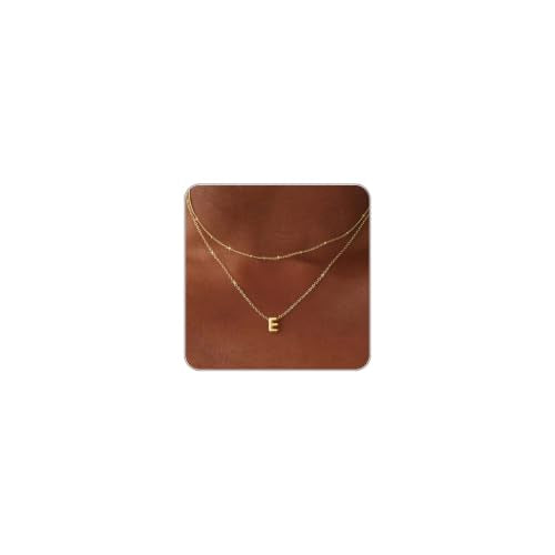 Thaivor Initial Necklaces for Women 14K Gold Plated Bubble Letter Necklace Layered Dainty Cute Choker Pendant Stack Jewelry Fashion Accessories Teen Trendy Gift - color: Gold, style: E
