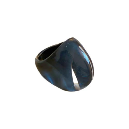 Kokoma Resin Statement Ring for Women Chunky Oval Dome Ring | Geometric Rings, Stackable Accessory, Fashion Jewelry, Daily Wear - color: Black