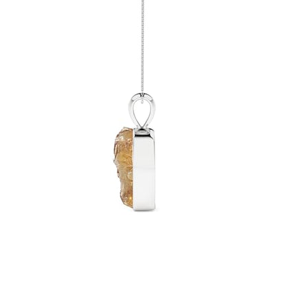 Natural Raw Gemstones Pendant Necklace for Women in Sterling Silver, Birthstone Jewelry Gifts for Her Birthday, Anniversary, Graduation (Bezel-Set)
