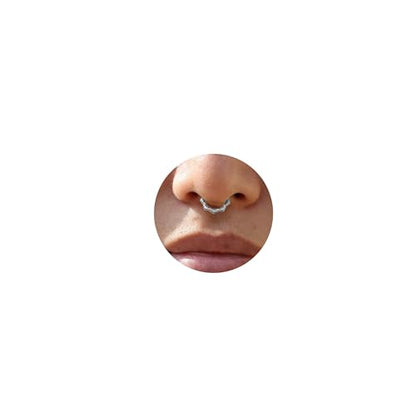 16G Septum Ring Hinged Septum Clicker Nose Ring Septum Piercing Jewelry - color: Flower-silver, size: 10mm