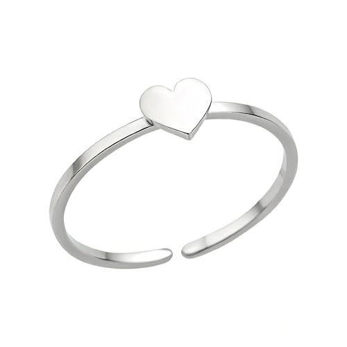 Sun and Moon Rings Stainless Steel Crescent Sun Rings for Women Gold Open Ring Middle Index Finger Jewelry Gift - color: B-Silver Heart