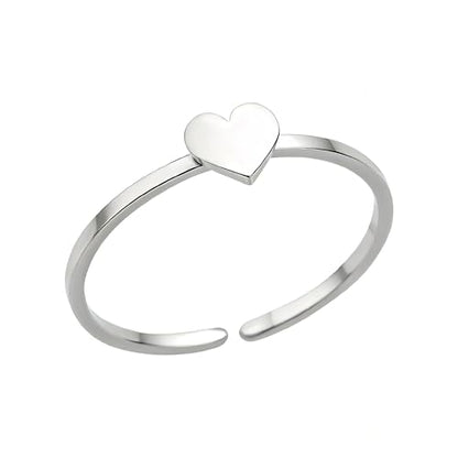Sun and Moon Rings Stainless Steel Crescent Sun Rings for Women Gold Open Ring Middle Index Finger Jewelry Gift - color: B-Silver Heart