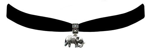 Victorian Vault Black Velvet Choker Jewelry Elephant Pendant Necklace