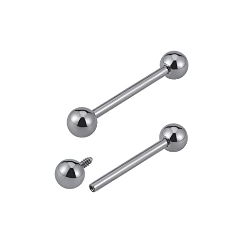 14G ASTM F136 Titanium Straight Barbell Rings for Nipple/Tongue/Dimply/Industrial - Internally Threaded Hypoallergenic Body Piercing Jewelry Gift for Women & Men, Nickel Free, Lead-Free - color: 14G(1.6mm), 7/8"(22mm), 5mm top