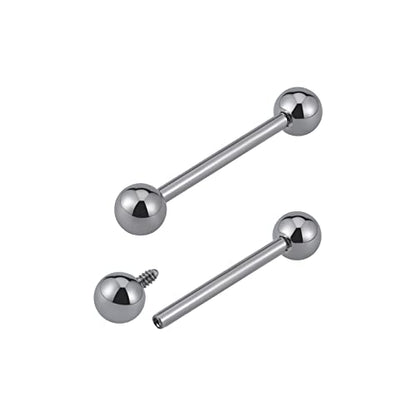 14G ASTM F136 Titanium Straight Barbell Rings for Nipple/Tongue/Dimply/Industrial - Internally Threaded Hypoallergenic Body Piercing Jewelry Gift for Women & Men, Nickel Free, Lead-Free - color: 14G(1.6mm), 3/4"(19mm), 5mm top