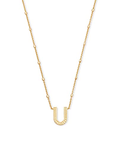 Kendra Scott Letters A-Z Pendant Necklace for Women, Fashion Jewelry, 14k Gold-Plated Brass - color: Letter U