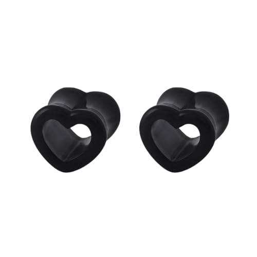 Acrylic Hollow Heart Double Flared Ear Tunnels Plugs Gauge Expander Stretching Earrings for Women Love Piercing Body Fashion Y2K Jewerly for Her Bff - color: Black, size: 1/2" (12mm)