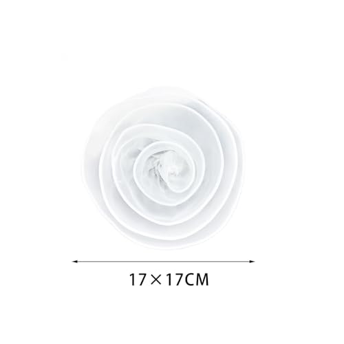 10inch Extra Large Flower Brooch Pin for Women Fashion Dainty Organza Satin Fabric Big Camellia Brooches Lapel Pins Wedding Dance Party Dress Accessories Exaggerated Jewelry Gift - color: 6 inch White