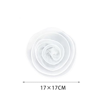 10inch Extra Large Flower Brooch Pin for Women Fashion Dainty Organza Satin Fabric Big Camellia Brooches Lapel Pins Wedding Dance Party Dress Accessories Exaggerated Jewelry Gift - color: 6 inch White