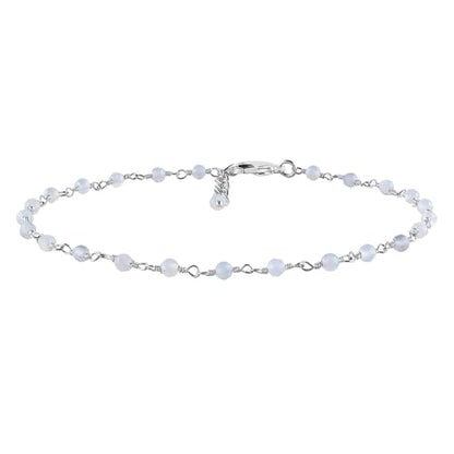 YANARA Gemstone Anklet for Women Dainty Boho Summer Beach Jewelry for Girls Handmade Rosary Charm Ankle Bracelets for her 9+1.5 inch Gifts For Her