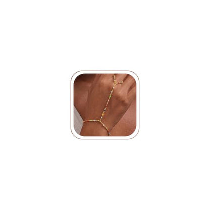 Eaciy 3PCS Gold Hand Chain Bracelets for Women, 18K Gold Plated Dainty Stackable Hand Chain Bracelet Ring Gold Bracelets for Women Trendy Gold Jewelry Set - color: 07-Gold-Beads Hand Chain
