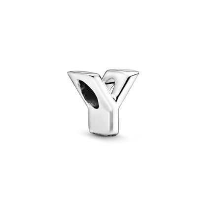 Pandora Alphabet Charm - Compatible Moments - Gift for Her - Made with Sterling Silver - with Gift Box - style: Letter Y