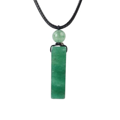 weryerker Natural Gemstone Pendant Necklace for Men, Healing Crystal Pendant, Cuboid Amulet Pendant with Adjustable Wax Rope - color: Green Aventurine