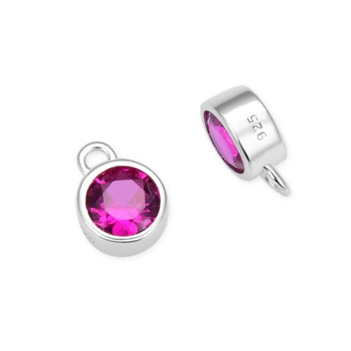 Adabele 4pcs Real 925 Sterling Silver CZ July Birthstone Charm Drop 4mm | Tiny Small, Tarnish Resistant 92.5 Silver Sparkle Ruby Red Cubic Zirconia Dangles Closed Loop Craft Jewelry Making - color: July, size: 4mm (0.16")/Tiny - 4pcs