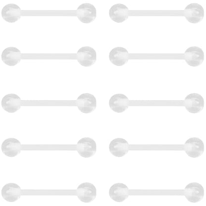 Clear Barbell Piercing Set for Women Men 14 G Acrylic Tongue Piercings Retainers Kit Plastic Long Nipple Rings Bars Cute Body Jewelry Hypoallergenic Belly Button Ring Jewellery 10 pcs - style: 1.6x35x5