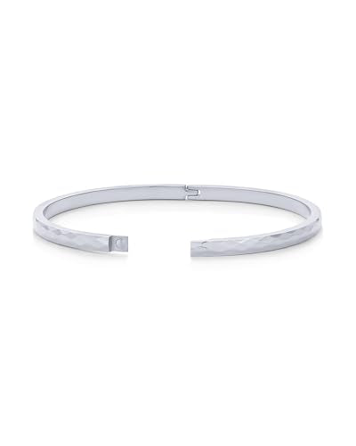 PAVOI Waterproof Bangle Bracelets for Women - 14K Gold Plated Quilted Bangle Stack - Stainless Steel Dainty Gold Bracelet Trendy Summer Fashion Jewelry - color: White Gold, size: 7 Inches