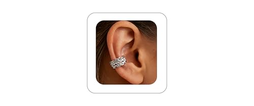 Gothic Clip On Ear Cuff Stainless Steel No Piercing Helix Cartilage | Hypoallergenic,Non Piercing Helix Cartilage,Gold Silver,Fake Earring,Lightweight,Punk Gothic Jewelry Gift Women Men - color: K6-Edgy Design Silver 2