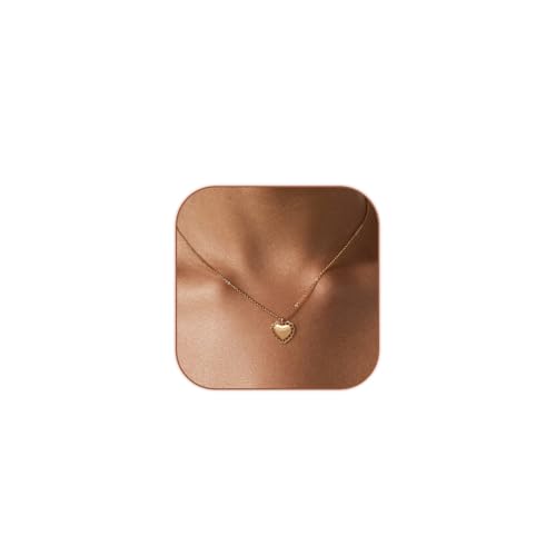 HERIER Cute Heart Necklace Dainty 18k Gold Plated Tiny Heart Pendant Choker Necklaces Small Gold Love Open Heart Chain Necklace for Women Simple Gold Necklace for Women Trendy Jewelry - color: Flower Heart Necklace-Gold