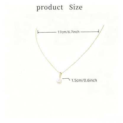 Gold Drop Pearl Necklaces for Women，Dainty Pearl Choker Necklace 14k Gold Plated Charm Prom Pearl Necklaces Jewelry Gifts for Women - color: 1pearl