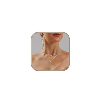 HERIER Gold Jewelry Set for Women - Dainty 14K Gold/Silver Plated Pearl Choker Necklace, Drop Earrings & Bracelets - Wedding Trendy Pearl Jewelry Gift - color: Pearl Jewelry Set-Silver