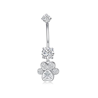 Belly Button Rings 925 Sterling Silver Belly Piercing Jewelry Hypoallergenic Navel Rings Gifts for Women - style: Pet Paw Print