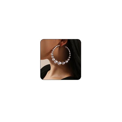 Gold Large Hoop Earrings Lightweight Chunky Gold Earrings Big Hoop Earrings for Women Silver Chunky Earring Gold Statement Earring Fashion Trendy Jewelry - style: A - silver