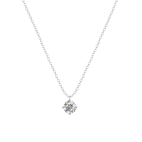 Zeffy Diamond Necklaces for Women, Dainty Gold Necklace 18k Gold Plated Layered Necklaces Simple Gold CZ Diamond Pendant Necklaces for Women Trendy Jewelry Gifts for Girls - color: Silver CZ Necklace