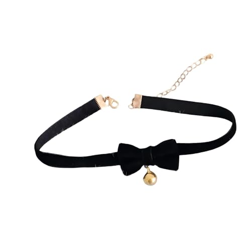 Bow Necklace for Women Dainty Velvet Ribbon Choker Necklaces Red Black Bow Choker Pearl Bell Heart Pendant Necklace Winter Holiday Necklace Cute Bow Knot Necklace for Christmas New Year Gifts - color: Gold bell