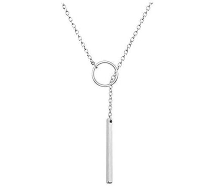 Dcfywl731 Minimal Dainty Gold Plated Dangle Earrings Layered Bar Pendant Neckalce Gold Long Y-Necklace Gold Earrings and Necklaces Set Delicate Lariat Chain Jewelry for Women - color: B5: sliver long necklaces