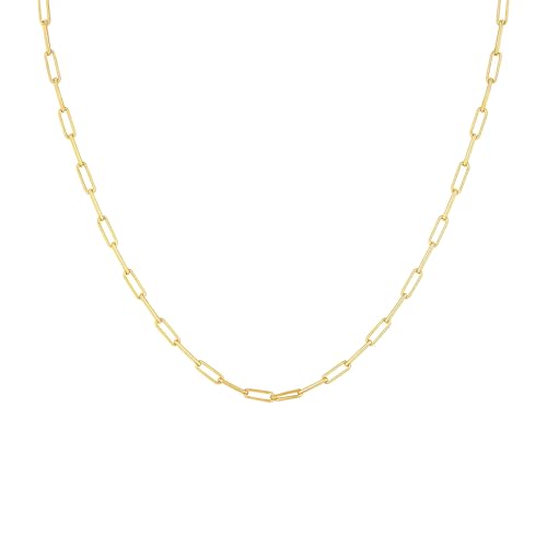 DESTIN Jewelry 18K Gold Plated Paperclip Chain Necklace, 2.5-6.5mm | Waterproof, hypoallergenic and tarnish-resistant adjustable stainless steel layering chain for women. - color: 18K Yellow Gold Plated Stainless Steel, size: 18" + 2", style: 2.5 MM