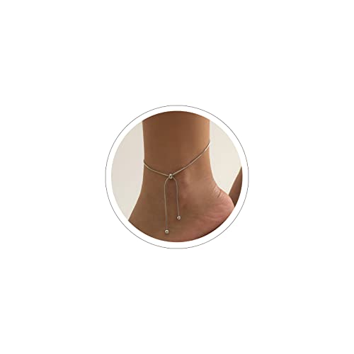 Sora Tuki Ankle Bracelets for Women Tennis Rhinestone Anklets for Women Butterfly Heart Star Cross Anklet Bracelet for Women Plus Size Anklet Bracelets for Big Ankle Beach Foot Jewelry - style: 5 - snake chain