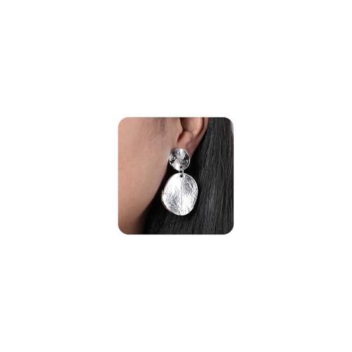 Women's Statement Clip-On Earrings Hypoallergenic Lightweight Clip Earrings - color: D-silver disc