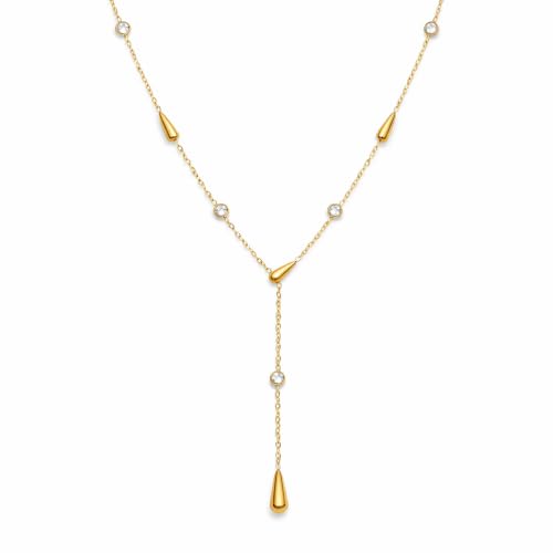 Mchic Gold Necklace for Women Dainty Long Lariat Necklace 18K Gold/Silver Plated Y-Shaped Pendant Necklaces Minimalist Layered Drop Necklaces Trendy Jewelry Gift - color: Gold3